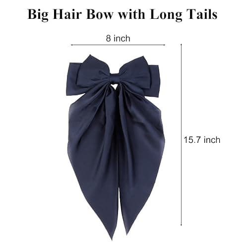 TERSE Hair Bows for Women Big Bows Hair Accessories for Women Girls Cute Oversized Bow Clips with Long Tails Silky Satin Ribbon thumbnail 6