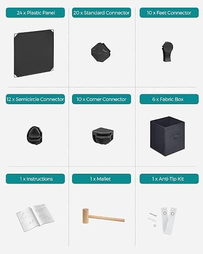 SONGMICS Cube Storage Organizer with Storage Boxes, 6-Cube Organizer, 6 Collapsible Non-Woven Fabric Bins, Customizable, Space-Saving, Living Room, Ink Black and Dove Gray ULPC062B01 thumbnail 8