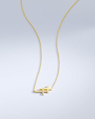 Milla 14K Gold Plated Cross Necklace for Women, Silver Cross Necklaces for Women, 18 inches Chain with Cross Pendant thumbnail 4
