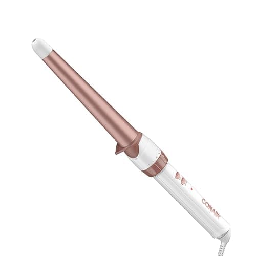 Conair Double Ceramic Tapered Curling Wand, Hair Wand Tapers 1¼ Inch to ¾ Inch to Produce Beachy Waves, 30 Heat Settings, For All Hair Types and Textures, White - Image 1