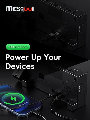 Digital Projection Alarm Clocks for Bedrooms - Large LED Display, 180° Rotatable Projector, 5-Level Dimmer,USB Charger,Battery Backup,Loud Dual Alarms for Kids Elderly,Heavy Sleepers,Snooze,12/24H,DST thumbnail 6