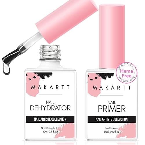 Makartt Nail Dehydrator and Primer Set: Acid Free Air Dry Nail Prep Dehydrate and Hema Free Nail Primer Professional Long-lasting for Acrylic Nails Powder UV Gel Polish(15ML/0.5 oz) - Image 1
