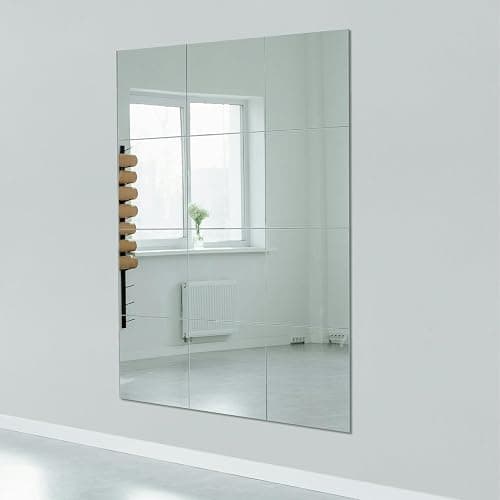 Ruomeng Home Gym Mirrors 12 Inch x 12Pcs Wall Mounted Mirror Glass Frameless Full Length Mirror Tiles for Home Gym, Bedroom, Door & Bathroom thumbnail 3