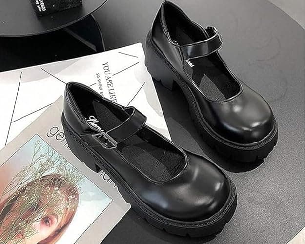 Women's Platform Mary Janes Heart Cat Buckle Rivets Ankle Lolita Gothic Princess Platform Pumps Patent Leather Thorn Vintage Traditional Embroidery Upper Dress Shoes thumbnail 3