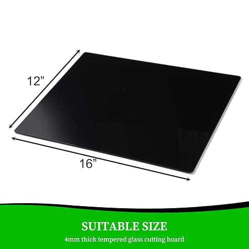 Tempered Glass Cutting Board for Kitchen, Black Cutting Board for Countertop, Dishwasher Safe, Scratch Resistant, Heat Resistant, Shatter Resistant (16"x12") thumbnail 3