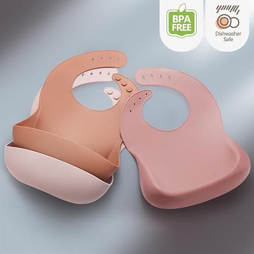 Eascrozn Silicone Bibs for Babies Toddler Set of 3, BPA Free | Soft Adjustable Waterproof Bibs for Feeding Essentials thumbnail 7