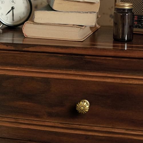 Yanxia Set of 12 Rustic Floral Antique Brass Cabinet Knobs - Elegant Handles Vintage Retro Style Hardware for Kitchen Drawer thumbnail 4