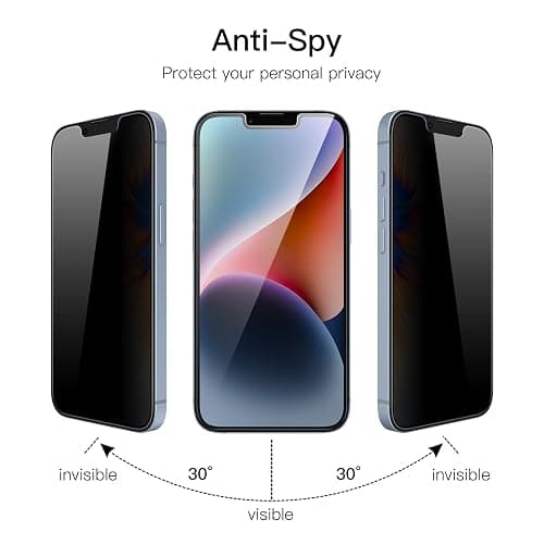 JETech Privacy Screen Protector for iPhone 16e 2025, iPhone 14 6.1-Inch, Anti Spy Tempered Glass Film, 2-Pack thumbnail 3