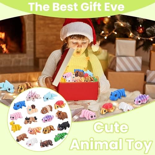 XIMISHOP 18Pcs 3D Printed Mini Animals，Cute Flexible Movable Joint 3D Printed Animal Fidget Toy for Home Office Desk Decoration Kids Party Favors Toys thumbnail 6