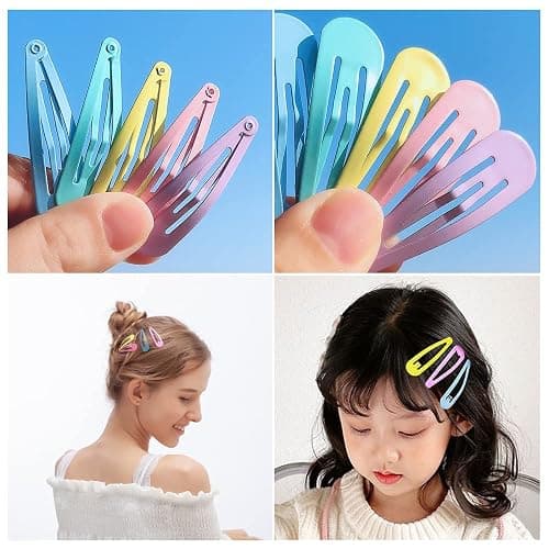 KUBOM 100 Pcs Snap Hair Clip for Girls - Metal Barrettes and Fruity Hair Clips for Toddler Girls or Women,Cute Solid Candy Color Hair Accessories thumbnail 3