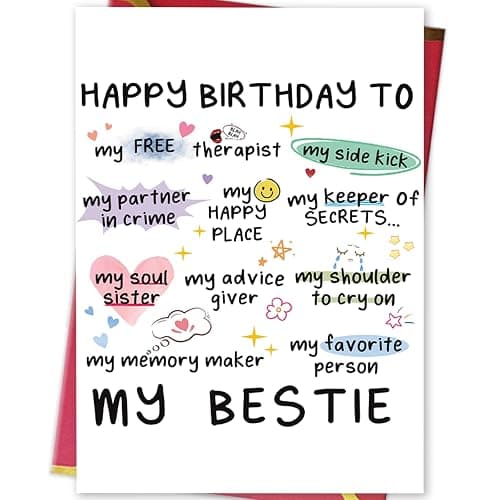 MQMRYeto Funny Birthday Card for Women Sister, Happy Bday Gifts for Bestie, Bestie & Friendship Birthday Card - Image 1