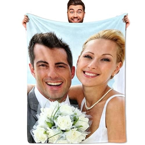 Custom Soft Fleece Bed Blankets Photo Blankets for Girlfriend Wife Anniversay Wedding Gifts,Personalized Photo Blankets Lightweight Cozy Warm Outdoor Picnic Blanket for Camping Travel - Image 1