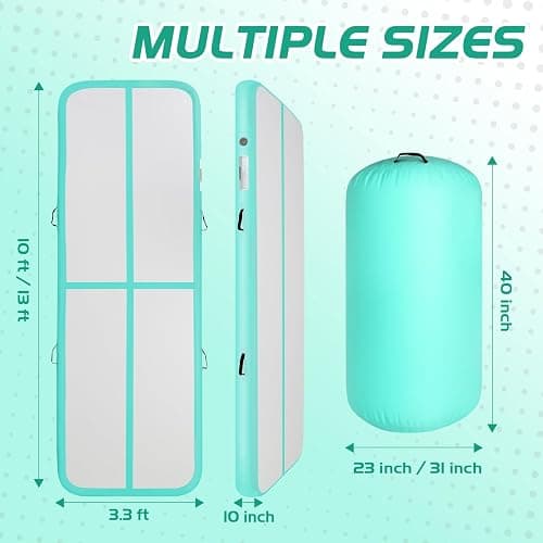 KIKILIVE Inflatable Gymnastics Mat and Air Roller Barrel Set with Pump | Air Mat Track 4 inches Thickness and Air Roller Gymnastics Barrel with Pump for Home Outdoor Training Cheerleading thumbnail 4
