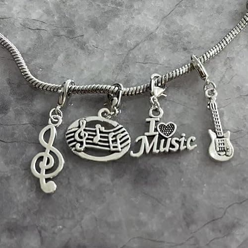 AMOBESTER Music Clip on Charms I Love Music Note Guitar Clip on Charms for Bracelet Necklace DIY Jewery Making Zipper Pull Charms thumbnail 4
