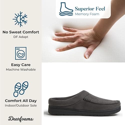 Dearfoams Men’s Brendan Indoor/Outdoor Breathable Memory Foam Clog House Shoe with Wide Widths Slipper thumbnail 4