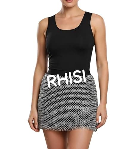 RHISI Handmade Aluminum Chainmail Skirt – Lightweight Anodized Metallic Skirt for Women – Rave, Festival, Costume & LARP Wear - Image 1