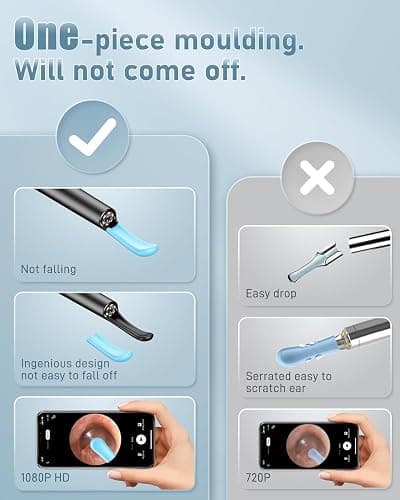 Ear Wax Removal Tool Camera - Ear Cleaner with Camera,1080P Otoscope, Ear Cleaning Tool with 4 Ear Spoon, Ear Camera for iPhone & Android Phones - Blue thumbnail 3