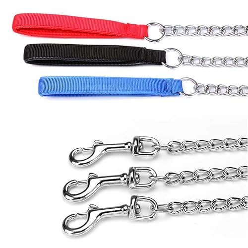 Chain Leash for Small Dogs, Heavy Duty Metal Dog Lead Durable Strong Chew Proof Puppy Leashes for Small Medium Large Breed Pet Dogs, 2.0mm * 4ft Black Handle thumbnail 6