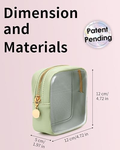 Wandering Nature Clear Makeup Bag for Purse Mini Make up Cute Cosmetic Bag Pouch for Women with Slip-in Pockets Travel Toiletry Essentials Eco Vegan Leather Organizer Bags(Patent Pending) thumbnail 2