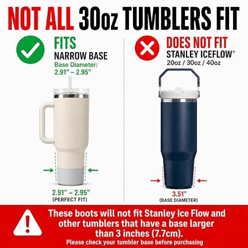 Jaxabby Products 2-Pack Silicone Tumbler Boots for 2.90–2.95 in Bases | Fits select Stanley Quencher, Owala 40 oz, YETI Rambler, ThermoFlask and Contigo tumblers; includes 2 silicone boots. thumbnail 2