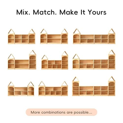 OOOK Rubberwood Montessori Shelf, 4-Tier Toy Organizers and Storage, Wood Corner Cabinet for Kids Room, Playroom, Nursery, Classroom, Kindergarten thumbnail 8