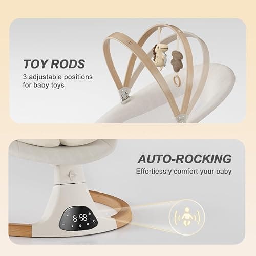Baby Swings for Infants, Monamii Baby Swing, Bluetooth Infant Swing with Music Speaker, 5 Speeds and Remote Control, Electric Swing for Baby, Portable Baby Swing, Indoor & Outdoor Use (Light Beige) thumbnail 7