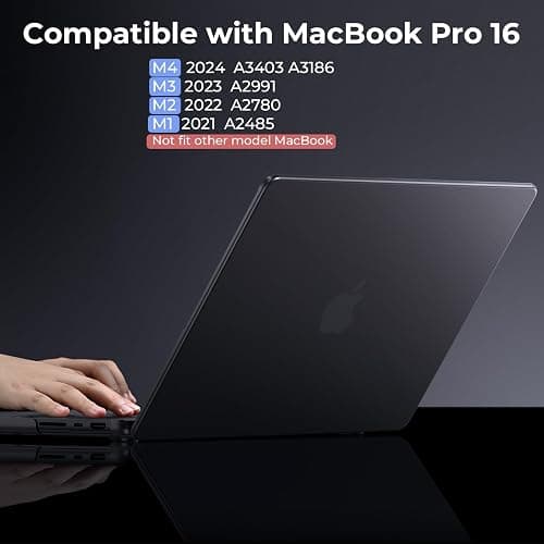 BlueSwan for MacBook Pro 16 inch Case 2025 M4 M3 M2 M1 Pro/Max 2024-2021, Compatible A3403 A3186 A2991 A2780 A2485, Matte Hard Shell Protective Cover, Space Black Clear thumbnail 9