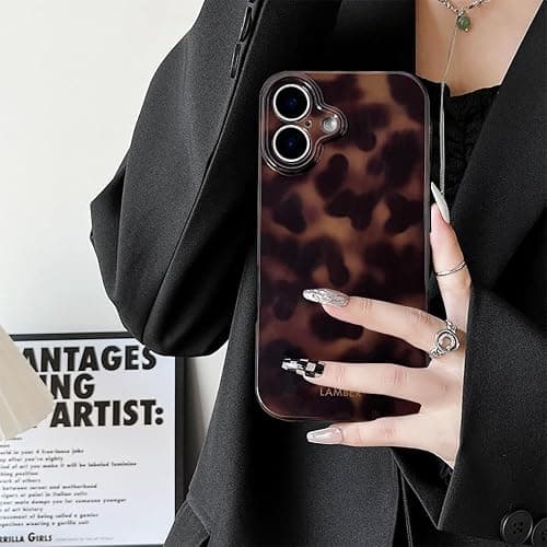 XQAGU Cute Phone Case for iPhone 16 Case Amber Leopard Full Camera Protective Slim Shockproof Aesthetic-Brown Amber thumbnail 2