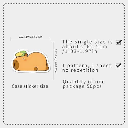 50pcs Capybara Stickers, Cute Animal Stickers for Kids, Vinyl Waterproof Sticker for Water Bottle, Laptop, Phone, Girls Boys Classroom Prizes (Capybara) thumbnail 4