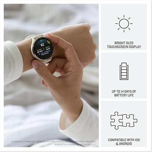 Garmin Venu 3S, 41mm GPS smartwatch, AMOLED touchscreen, all-day advanced health & fitness features, voice functionality, music storage, wellness smartwatch with up to 10 days battery life,Pebble Grey thumbnail 3