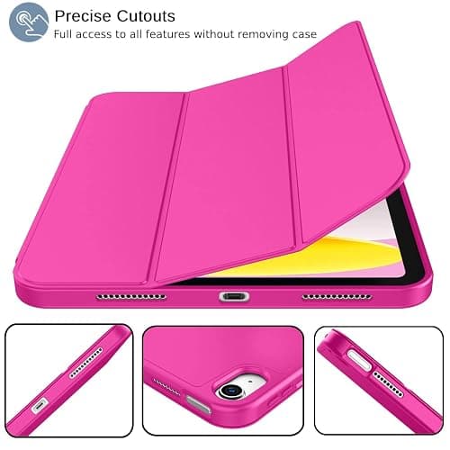 iMieet iPad (A16) Case 11th Gen/iPad 10th Generation Case [11-Inch 2025/10.9 Inch 2022] with Pencil Holder, Trifold Stand Smart Cover with Soft TPU Back,Auto Wake/Sleep(Rose Red) thumbnail 2