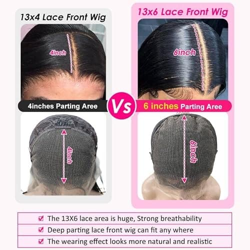 Pizazz 13x6 HD Transparent Lace Front Wigs Human hair Pre Plucked 180 Density Brazilian Body Wave Frontal Wigs Human Hair with Baby Hair Natural Hairline Natural Black Color 28Inch thumbnail 5