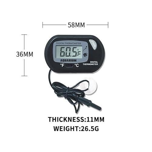 2 Pack Aquarium Thermometer, Digital Fish Tank Thermometer with Submersible Probe, Reptile Terrarium Thermometer with Large LCD Display and Suction Cup thumbnail 2