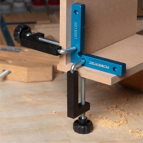 POWERTEC Universal Fence Clamps for Woodworking, Compatible with Table Saw, Miter Saw, Router Table, Drill Press Table, Clamping Square, Woodworking Clamps with 3/8" Rod - 2PCs (71004V) thumbnail 7