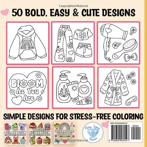 Bold and Easy Coloring Book for Adults: Comfy Girl Cute, Simple and Cozy Designs for Women for Relaxation thumbnail 2