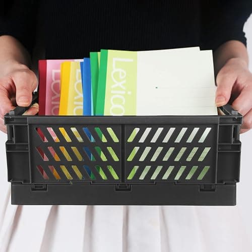Tixill 2-Pack Mini Foldable Plastic Storage Box Mini Plastic Baskets for Organizing and Storage for Home Kitchen Bedroom Bathroom Office. (Black, 5.9x3.8x2.2) thumbnail 4