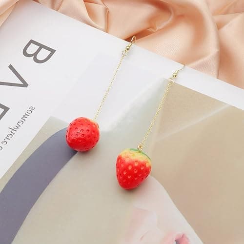 Cute Strawberry Earrings for Women-3D Acrylic Strawberry Drop Dangle Earring Costume Accessories Halloween Christmas Party Jewelry thumbnail 3