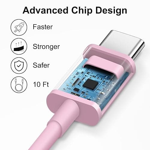 iPhone 17 16 15 Charger Fast Charging 10FT - 20W USB C Charger Block | with 10FT Type C to C Cable Compatible with iPhone 17/17 Pro/17 Pro Max/Air/16/16e/15, iPad Pro, iPad Air (Pink) thumbnail 4