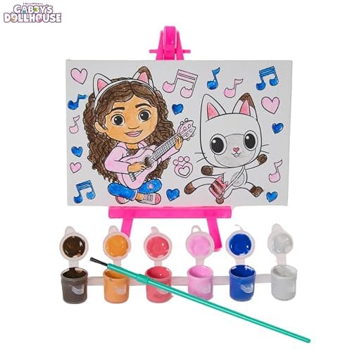 Innovative Designs Gabby’s Dollhouse Canvas Paint Set for Kids with 3 Canvases, Acrylic Paint, Paintbrush, & Easel thumbnail 3