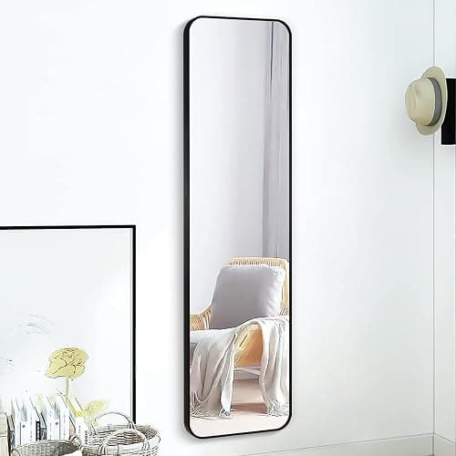 SCWF-GZ 47x14 Mirror Rectangle Full Body Length Door Hanging Wall Mounted Metal Frame Dressing Make-up Mirrors for Entryway Bedroom Bathroom Living Room 47 14 inch Black - Black - 47"L x 14"W thumbnail 6