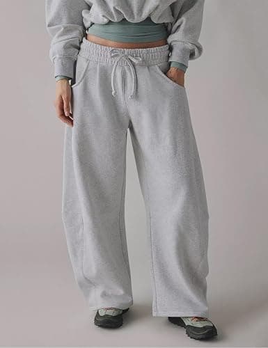 HeSaYep Women's Fleece Lined Sweatpants Barrel Leg Baggy Sweat Pants Winter Thermal Cotton Pants with Pockets thumbnail 4
