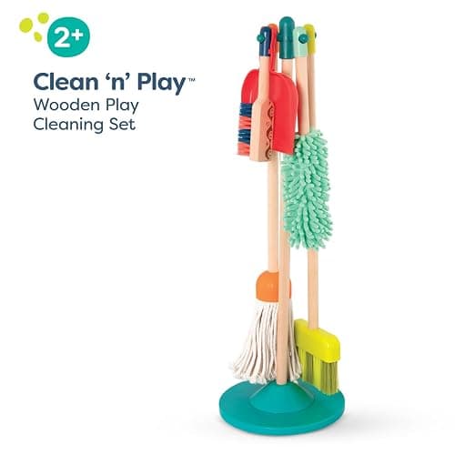 B. toys – Clean n' Play Wooden Cleaning Set for Toddlers – Broom, Dustpan & Brush Playset – Encourages Imaginative Role Play & Early Development – Fun & Educational Toys for Preschool Kids 2+ Years thumbnail 4