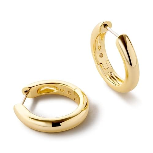Ana Luisa Giulia Huggie Hoop Earrings for Women - 14K Gold Plated & Silver Rhodium Plated - Hypoallergenic Water-Resistant Tarnish-Free Chunky Earrings - Small, Medium & Large Size - Gifts for Women - Image 1