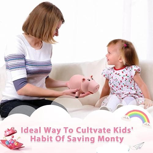 PHOCAS Hamm Piggy Bank Unbreakable Cute Pink Pig Money Bank Plastic Saving Coin Bank for Kids Christmas Birthday Gift thumbnail 4