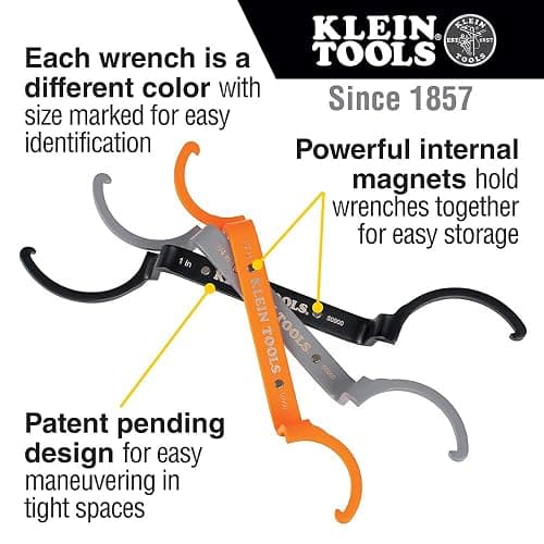 KLEIN TOOLS 50900R Conduit Lockout Wrench Set, Tighten and Loosen Locknuts in Tight Spaces, 1/2, 3/4 and 1-Inch, Offset Bends, 3-Piece thumbnail 3