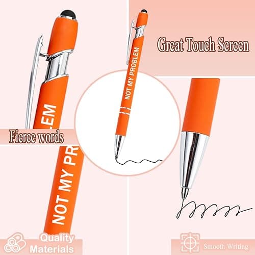 PASISIBICK 12 Pieces Funny Sarcastic Ballpoint Pens, Office Snarky Touch Screen Stylus Pen Encouraging, Black Ink (12 Color,Negative) thumbnail 2