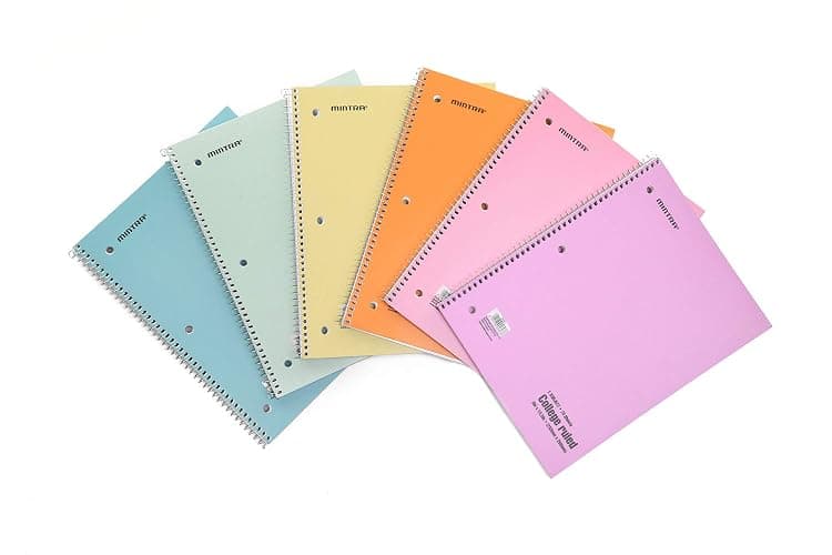Mintra Office Spiral Notebooks - 1 Subject, 70 Sheets, College Ruled, 8in x 10in, Bulk Pack, Pastel Covers, Set of 6 - for School, Office, Business, Professional (04693) - Pastel - College Ruled - 6PK thumbnail 2