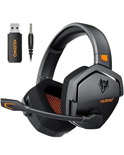 NUBWO Wireless Gaming Headset with Mic for Ps5 Ps4 PC, Zero Interference, 100-Hour Battery All-Day Play, 23ms Sync for Fortnite & Call of Duty/FPS Gamers, Triple Mode All Devices Compatible - Orange - Image 1