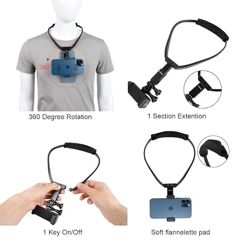 Pellking POV/Vlog Smartphone Head Strap Mount Selfie Neck Holder Mount Kit,Compatible with iPhone Samsung Smartphones,Hero 9, 8, 7, 6, 5, 4, 3, 2, 1, DJI Osmo Action… thumbnail 4