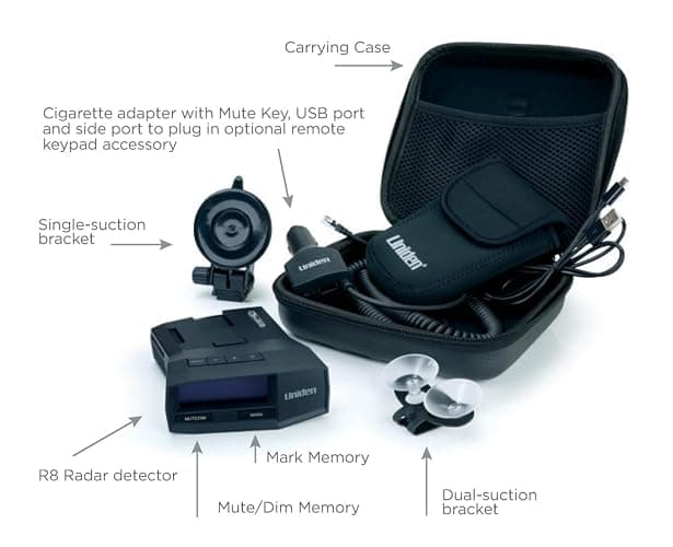 UNIDEN R8 Extreme Long-Range Radar/Laser Detector, Dual-Antennas Front & Rear Detection w/Directional Arrows, Built-in GPS w/Real-Time Alerts, Voice Alerts, Red Light Camera and Speed Camera Alerts thumbnail 6